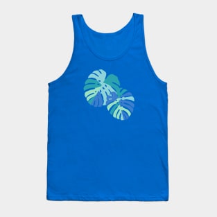 Monstera Leaves - Blue Tank Top